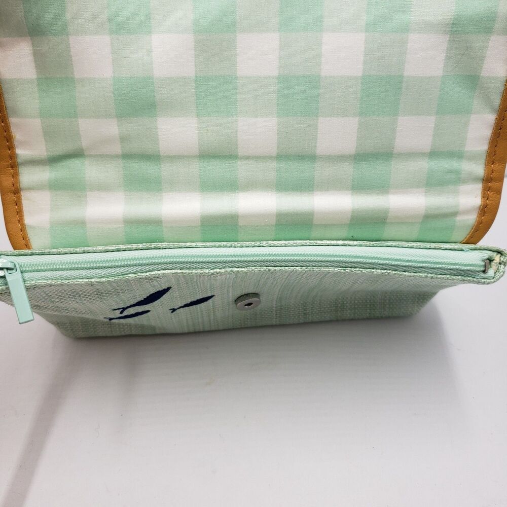 Vera Bradley Straw Beach Wristlet Clutch Sea Turtle Light Green Embroidered RFID - Picture 14 of 16